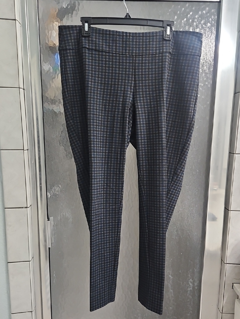 Zac & Rachel Blue and Black Plaid Ponte Ankle Pants